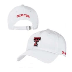 Under Armour NCAA Classic Structured Adjustable Hat -golf ua texastech white frontandback 1 1